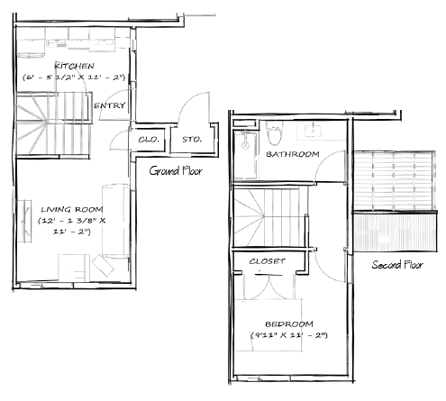 1 Bedroom / 1 Bathroom Duplex